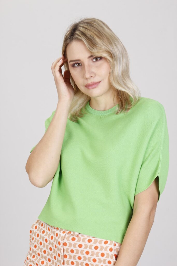 MAGLIA CON MANICHE A PIPISTRELLO - Verde, TU 