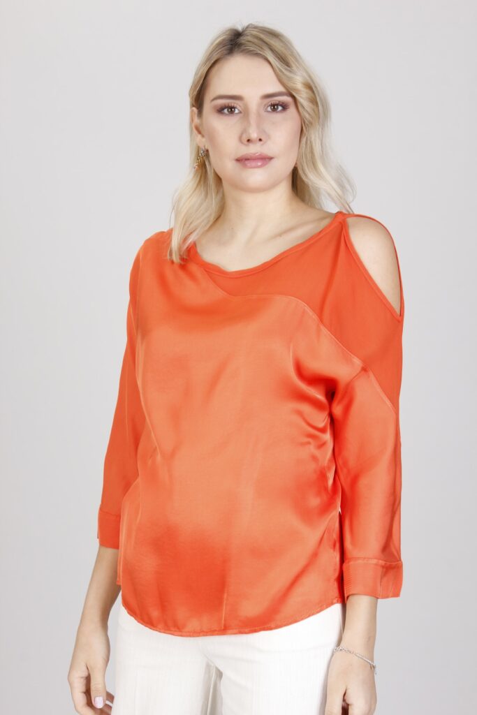 BLUSA CON SPALLA SCOPERTA - Arancio, S 