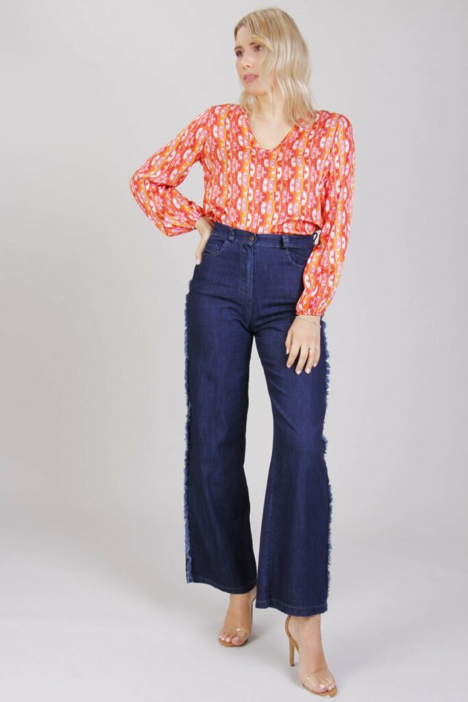 JEANS A PALAZZO SFRANGIATO 