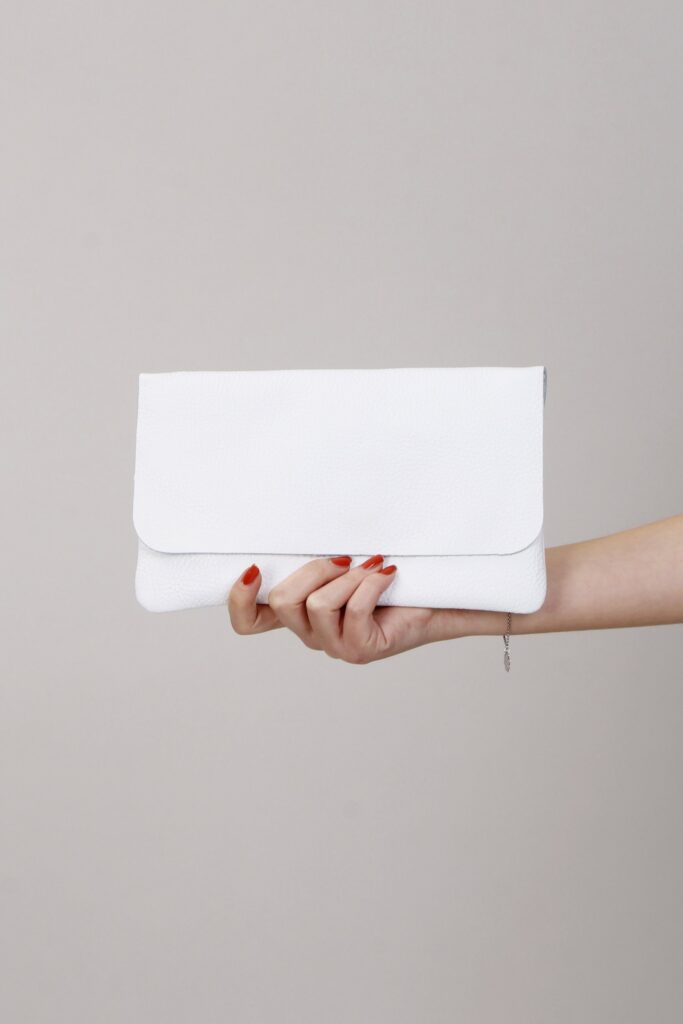 BORSA POCHETTE IN PELLE - Bianco, TU 