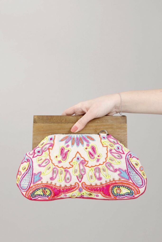 BORSA CON MANICO A MANO IN LEGNO - Fucsia, TU 
