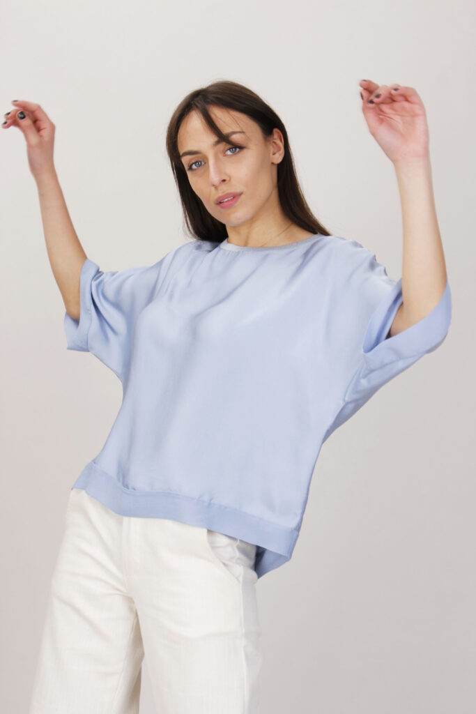 BLUSA IN VISCOSA CON DETTAGLI IN LUREX 