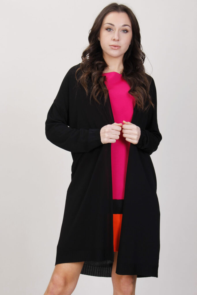 CARDIGAN IN MAGLIA CON FINITURE A COSTE 