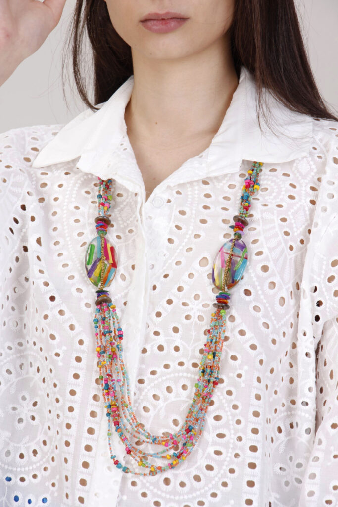 COLLANA  CON PERLINE MULTICOLOR 