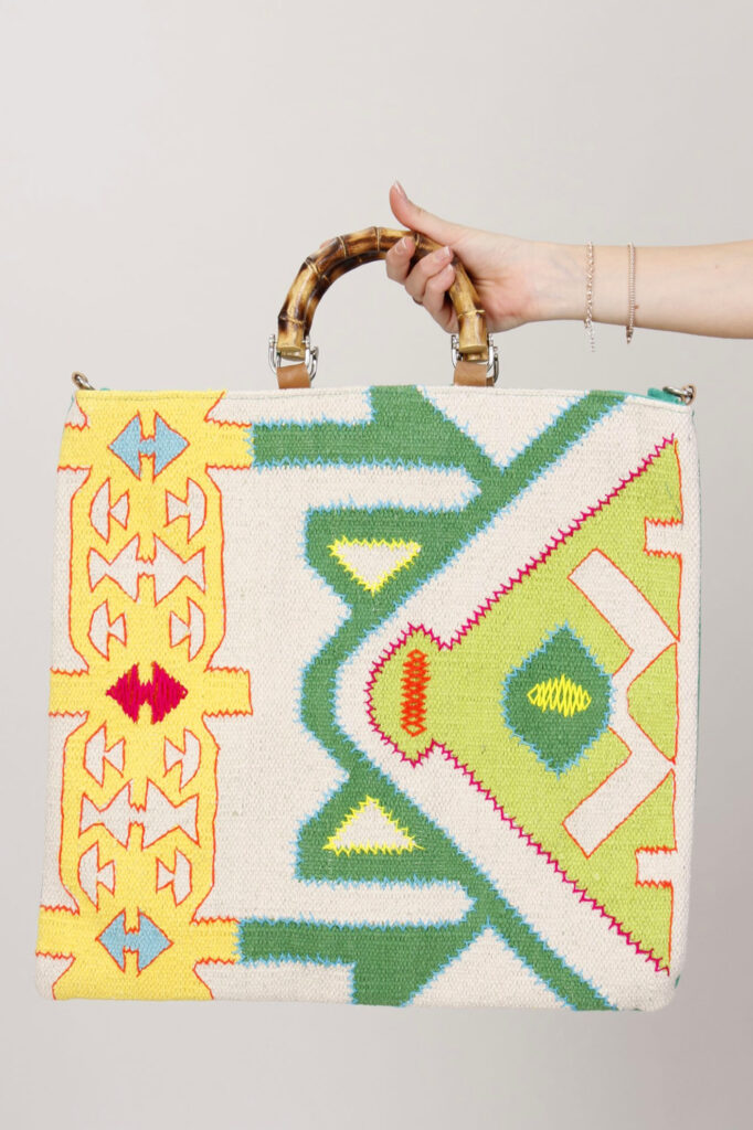 BORSA SHOPPER FANTASIA ETNICA - Verde, TU 