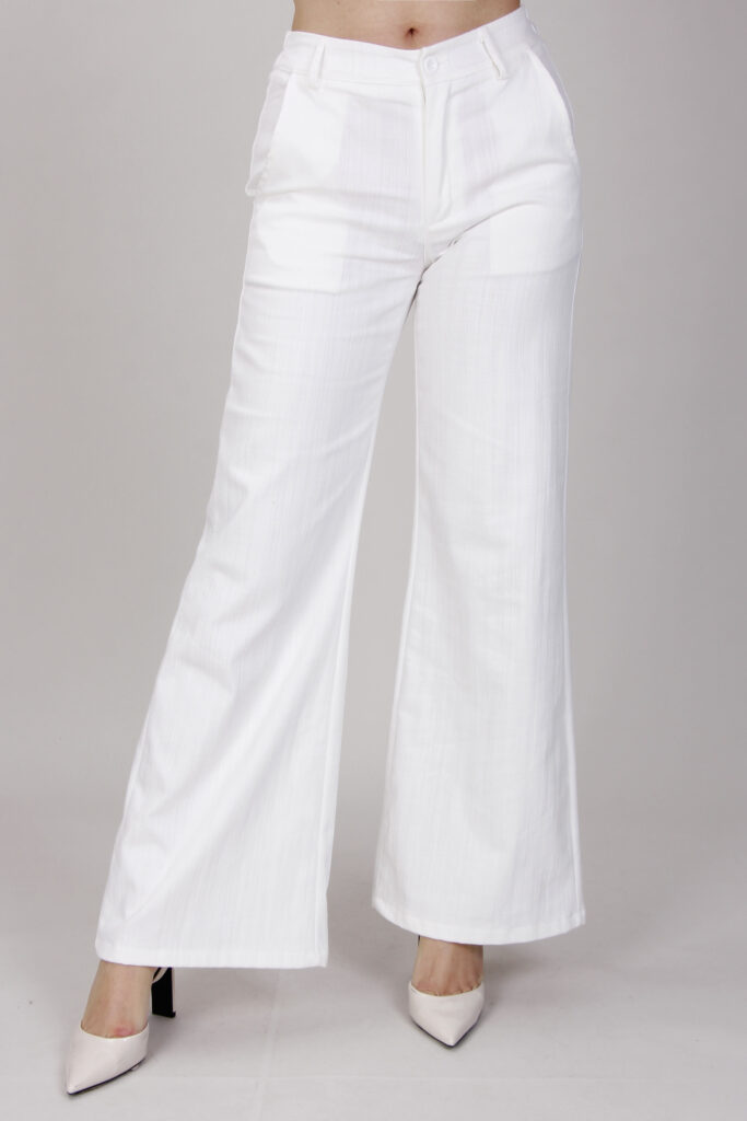 PANTALONI WIDE LEG - Blanco, S 