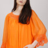 BLUSA CON FINITURE IN PIZZO - Arancio, TU