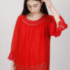 BLUSA CON FINITURE IN PIZZO - Rosso, TU