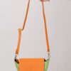BORSA BICOLORE IN VERA PELLE - Arancio, TU