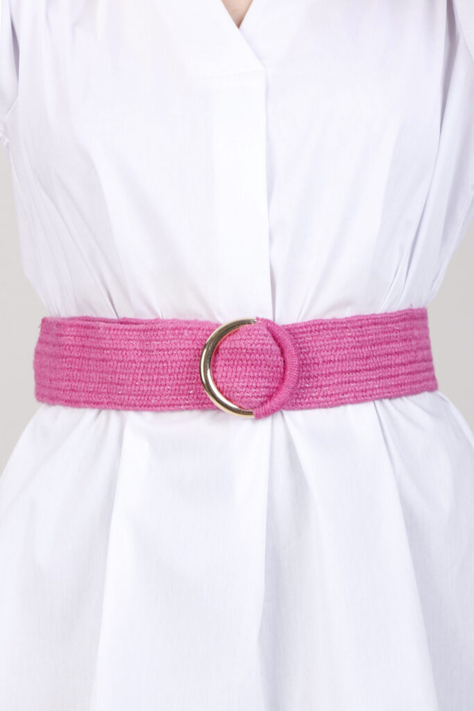 CINTURA DI IUTA CON FIBBIA TONDA - Rosa, TU 