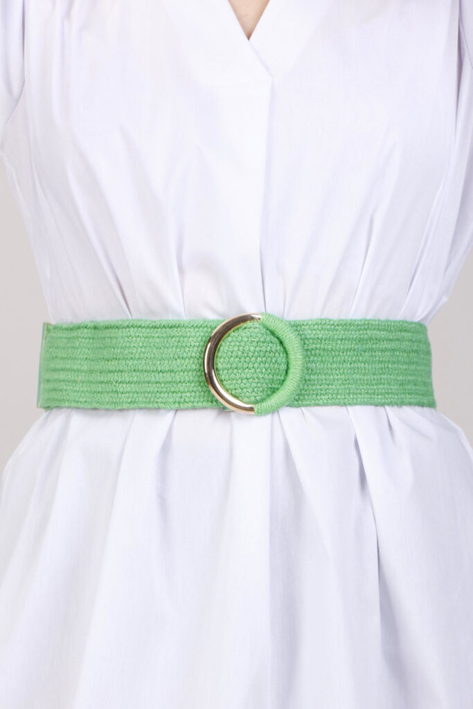 CINTURA DI IUTA CON FIBBIA TONDA - Verde, TU 