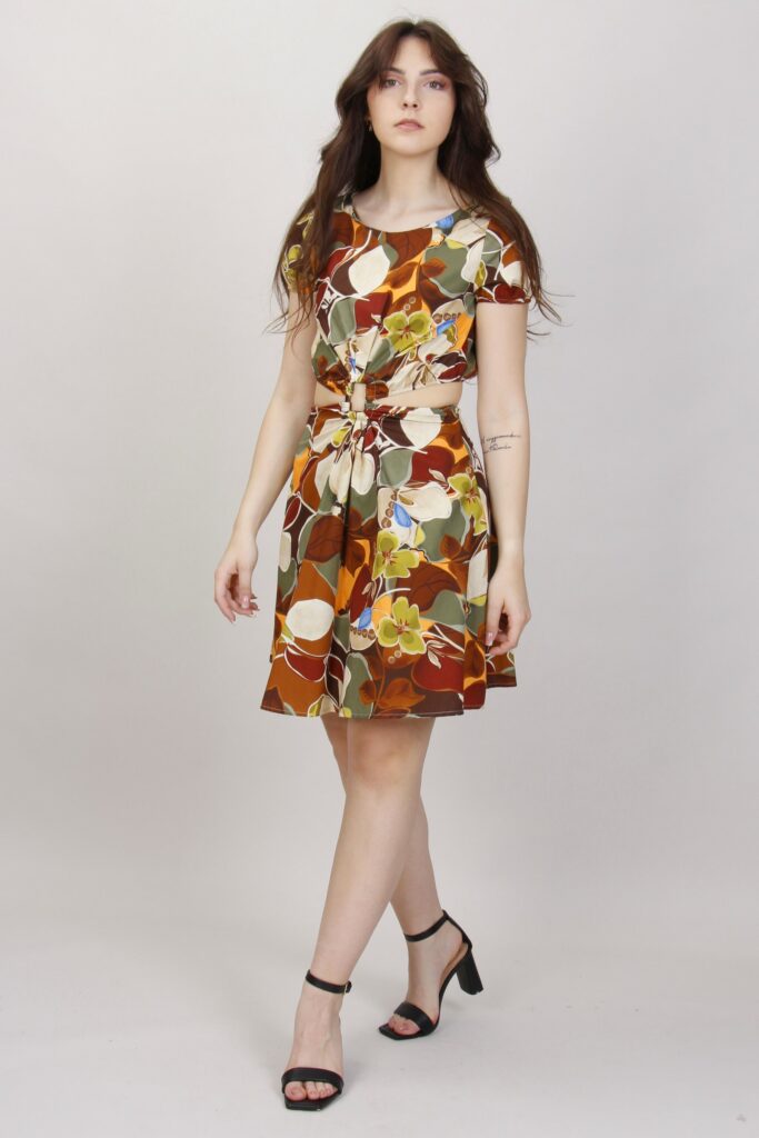 ABITO CUT OUT CON STAMPA FLOREALE 