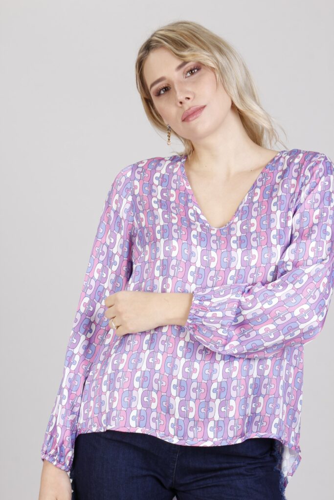 BLUSA FANTASIA ANNI '70 - Fantasia lilla, S 