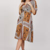 VESTITO STAMPA GEOMETRICA - Fantasia marrone, TU