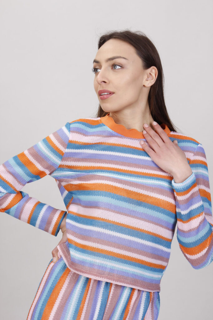 MAGLIA A RIGHE - Fantasia arancio, TU 