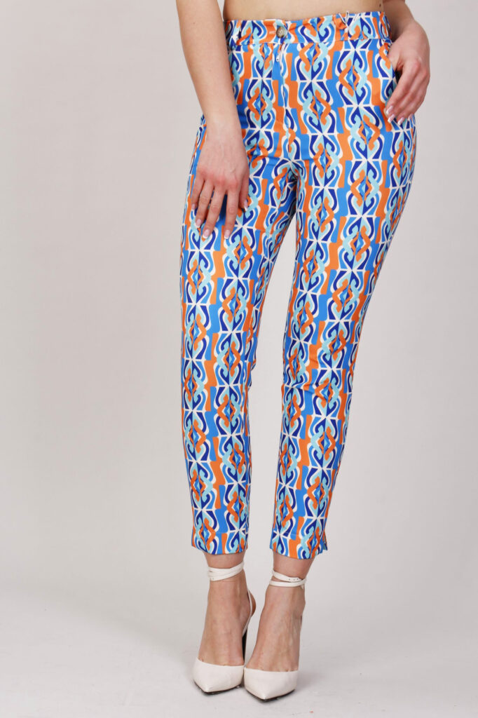 PANTALONI CON STAMPA FANTASIA - Fantasia arancio, S 