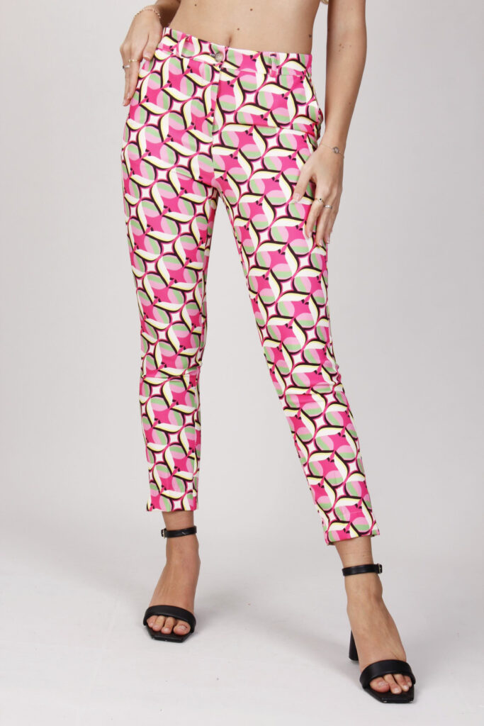 PANTALONI CON STAMPA FANTASIA - Fantasia rosa, S 