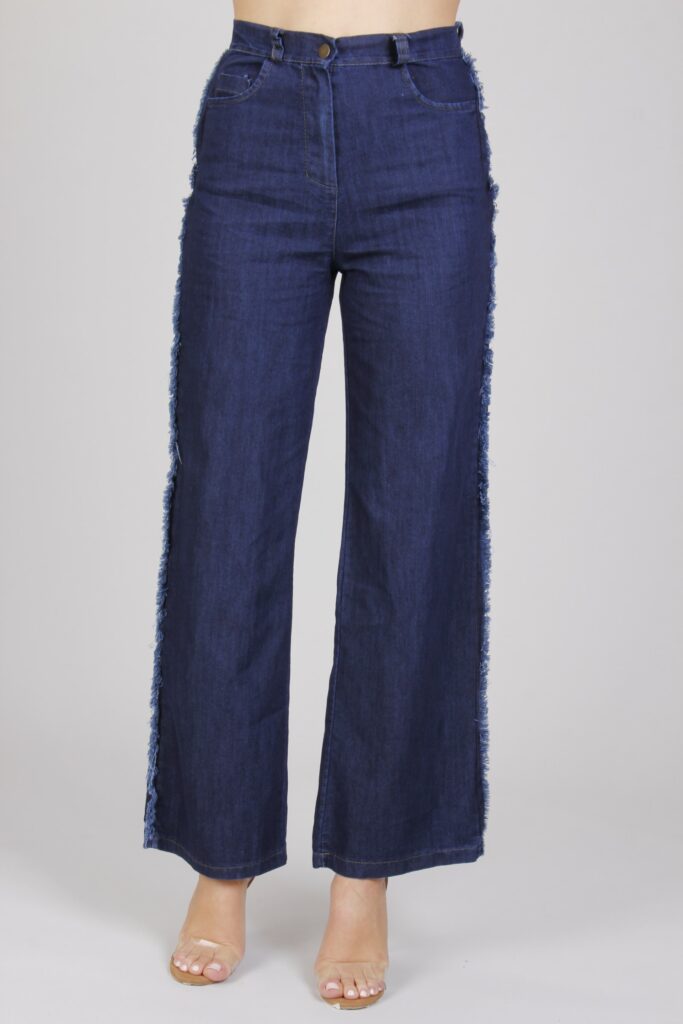 JEANS A PALAZZO SFRANGIATO - Blu-jeans, S 