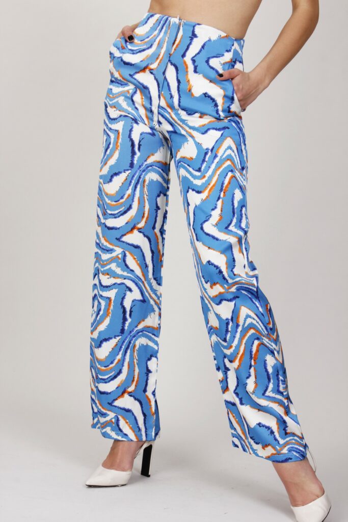 PANTALONI PALAZZO CON STAMPA - Fantasia azzurro, S 