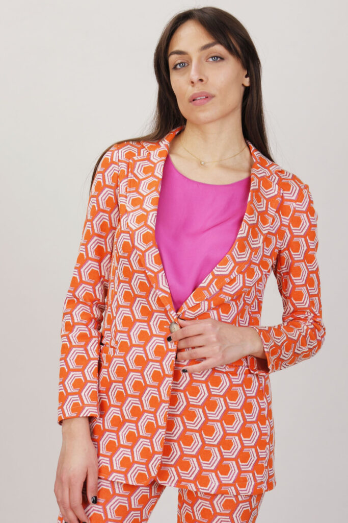 BLAZER JACQUARD - Fantasia arancio, S 