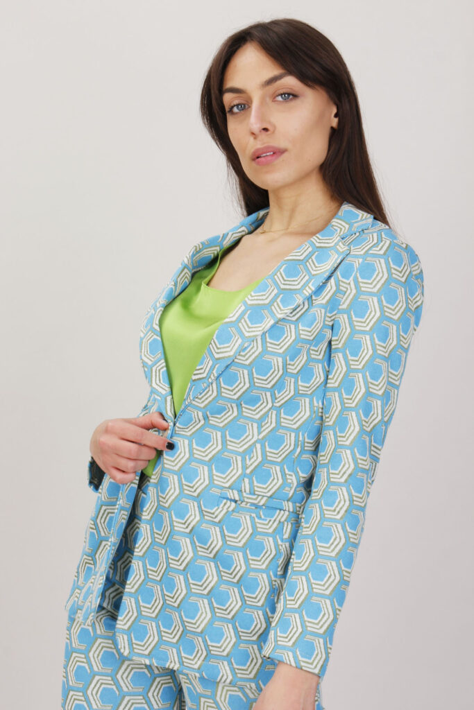 BLAZER JACQUARD - Fantasia azzurro, S 