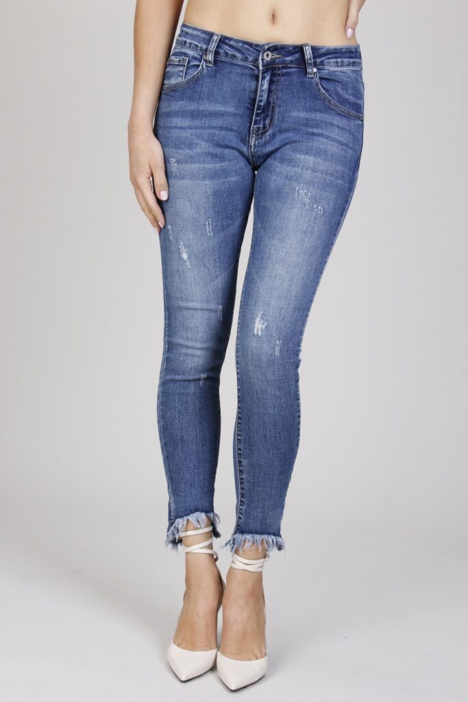 JEANS SKINNY CON ORLO ASIMMETRICO - Blu-jeans, S 