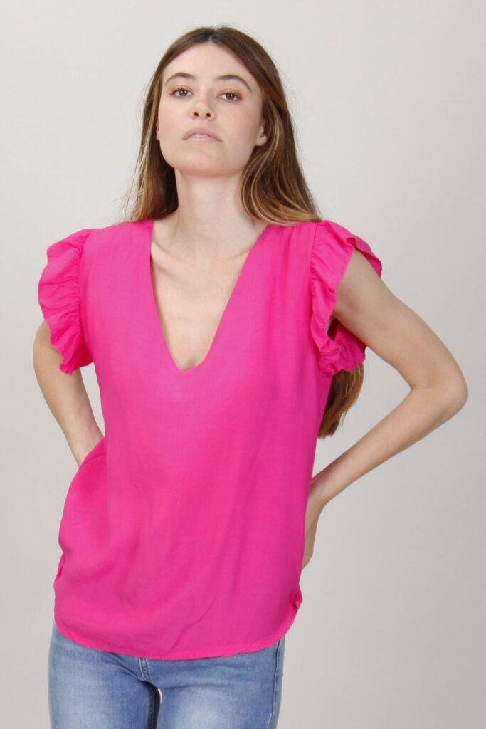 BLUSA GIROMANICA CON VOLANT 