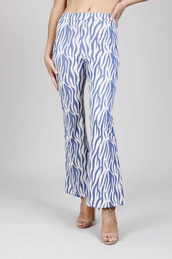 PANTALONI ZEBRATI FLARE - Fantasia azzurro, S 