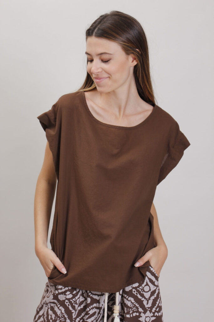 BLUSA SENZA MANICHE IN COTONE - Moro, TU 