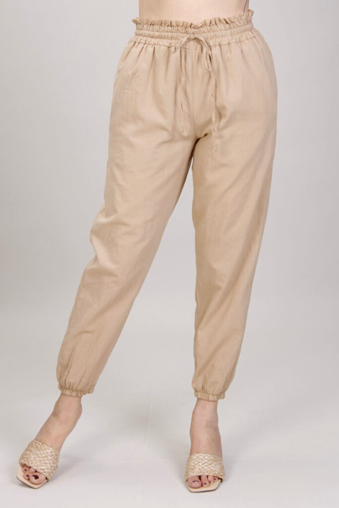 PANTALONI MORBIDI IN COTONE - Sabbia, S 