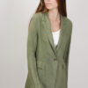 GIACCA MONOPETTO IN LINO - Verde militare, M