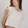 TOP CROP CON MANICHE AD ALETTA - Beige, TU
