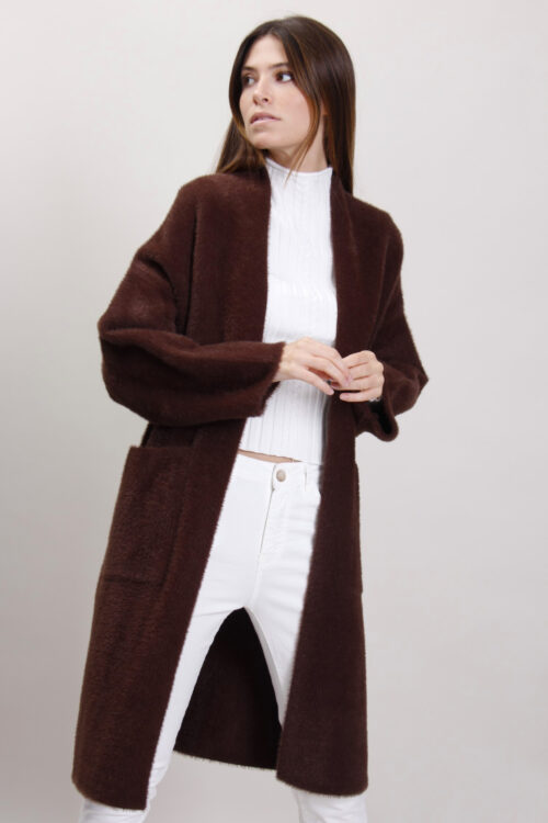 CARDIGAN-CAPPOTTO EFFETTO PELO