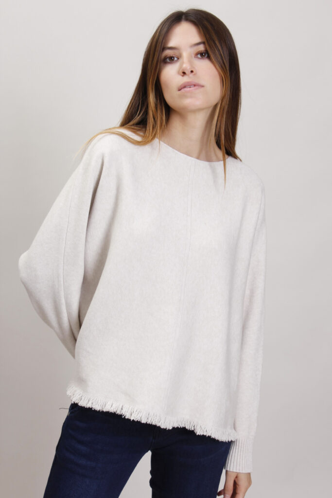 MAGLIA OVERSIZE CON FRANGE - Gesso, TU 