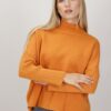 MAGLIONE DOLCEVITA CON COSTINE - Arancio, TU
