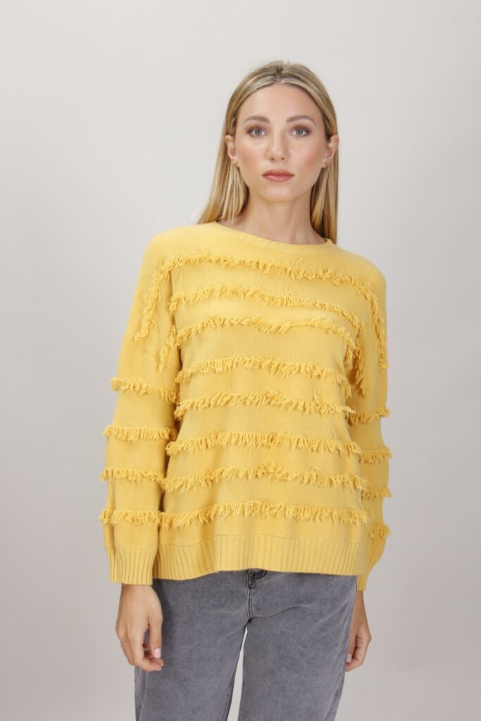 MAGLIA CON FRANGE - Senape, TU 