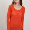 MAGLIA GIROCOLLO IN MISTO CASHMERE ORLO ARROTOLATO - Arancio, TU