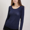 MAGLIA GIROCOLLO IN MISTO CASHMERE ORLO ARROTOLATO - Blue, TU