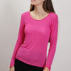 MAGLIA GIROCOLLO IN MISTO CASHMERE ORLO ARROTOLATO - Fuchsia, TU