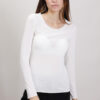 MAGLIA GIROCOLLO IN MISTO CASHMERE ORLO ARROTOLATO - Panna, TU