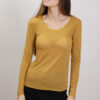 MAGLIA GIROCOLLO IN MISTO CASHMERE ORLO ARROTOLATO - Spicy Mustard, TU