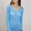 MAGLIA GIROCOLLO IN MISTO CASHMERE ORLO ARROTOLATO - Blue Turquoise, TU