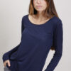 MAGLIA MISTO CASHMERE ORLO RIFINITO - Blu, TU