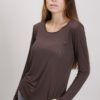 MAGLIA MISTO CASHMERE ORLO RIFINITO - Dark Brown, TU