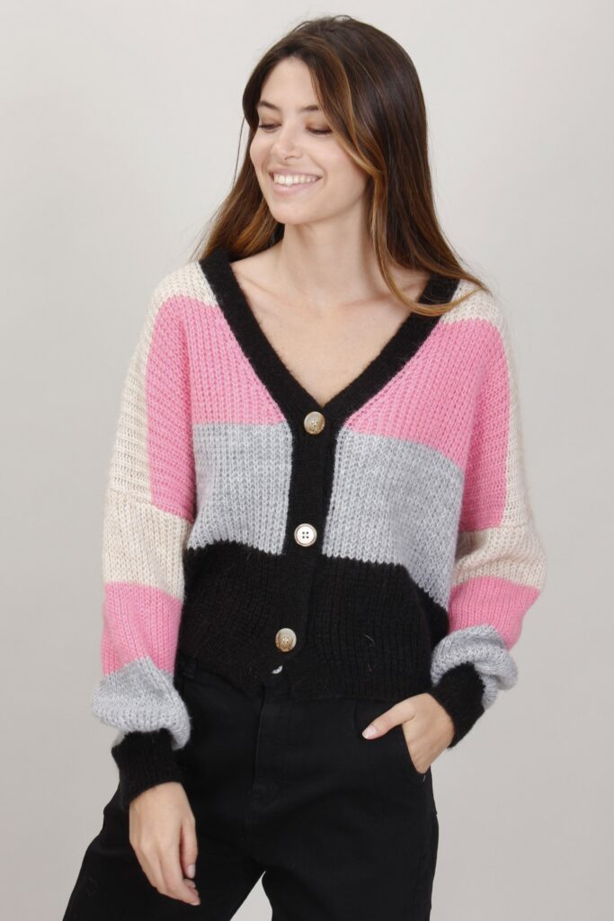 CARDIGAN BLOCCHI DI COLORE 