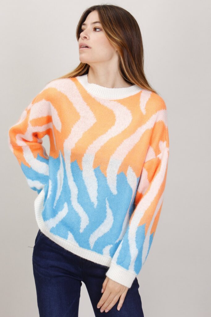 MAGLIONE FANTASIA ZEBRATA - Fantasia arancio, TU 