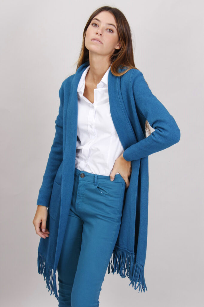 CARDIGAN LUNGO CON FRANGE 