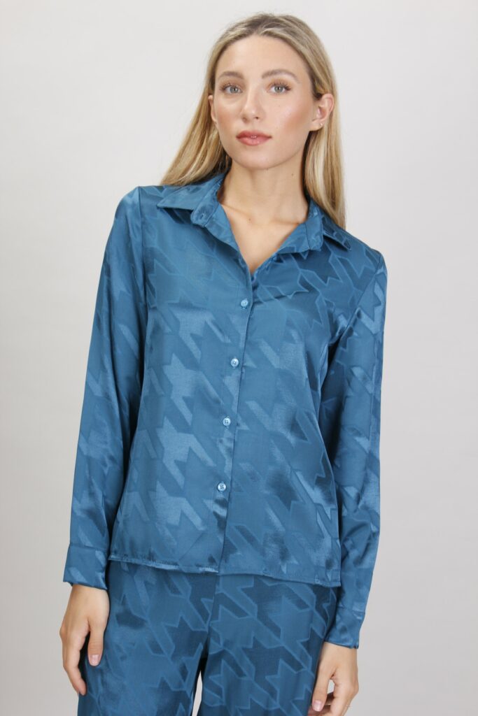 PIED DE POULE PATTERNED SATIN SHIRT 