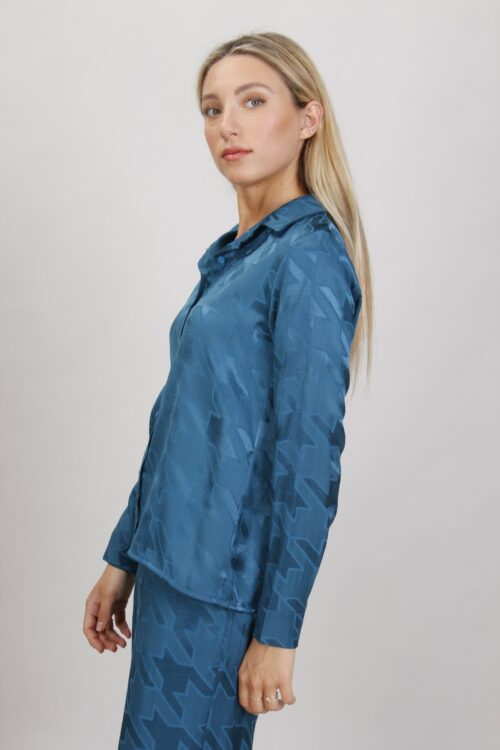 Alternative view of CAMICIA IN RASO FANTASIA PIED DE POULE