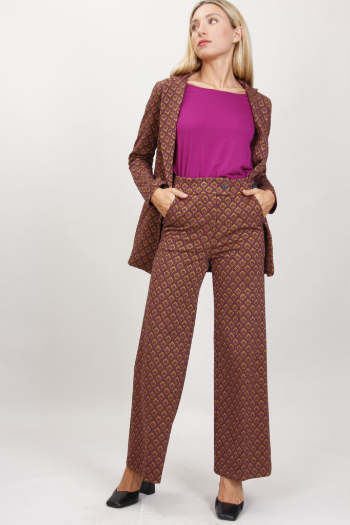 PANTALONE PALAZZO A FANTASIA IN LUREX 